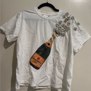 QUEEN OF SPARKLES White Sequin Champagne Top